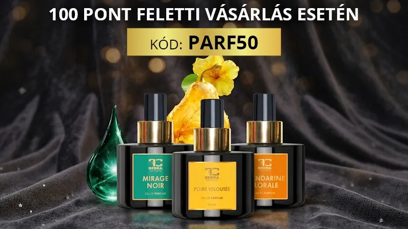 50 % kedvezmény a kiválasztott 100 ml EDP  parfümökre